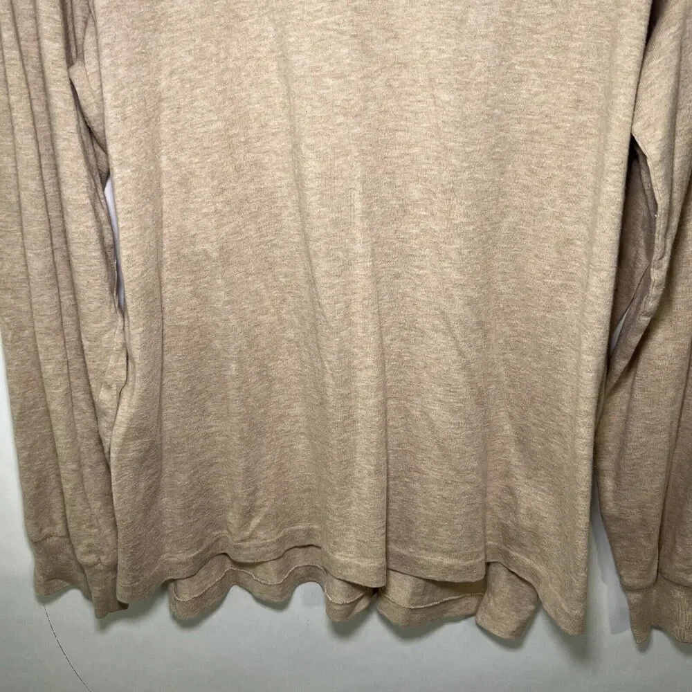 Vintage Polo Ralph Lauren Long Sleeve Polo Shirt Mens Size XL Beige Gray Pony